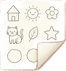 A printed worksheet with one corner folded over.